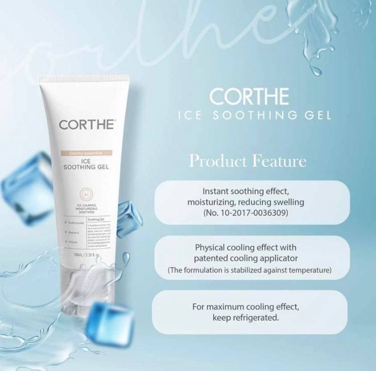 Corthe Dermo Essential Ice Soothing Gel Corthe Dermo Essential Ice Soothing Gel 100ml ครีมแจฮยอน สูตรใหม่เนื้อเจลใส ช่วยลดอุณหภูมิของผิวให้ผิวชุ่มชื้น สดชื่น ลดการระคายเคืองและความอ่อนล้าครีมแจฮยอน สูตรใหม่เนื้อเจลใส ช่วยลดอุณหภูมิของผิวให้ผิวชุ่มชื้น สดชื่น ลดการระคายเคืองและความอ่อนล้า