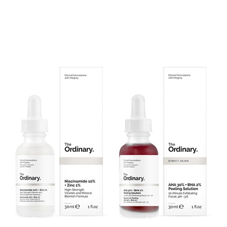 ซื้อ 1 ฟรี 1 Niacinamide 10% + Zinc 1% 30ml   + AHA 30% + BHA 2% Peeling Solution 30ml ดิออดินารี่ ซีรั่มเข้มข้น ลดความมัน กระชับรูขุมขน ป้องกันและลดการเกิดสิว มี Zinc ช่วยปรับสมดุลความมันบนใบหน้า และ ออดินารี่ สีแดง เซรั่มมาส์กหน้าช่วยผลัดเซลล์ผิวชั้นนอกได้อย่างมีประสิทธิภาพ ลดการเกิดสิว ลดรอยดำจากสิว